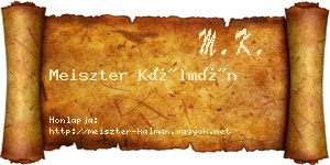 Meiszter Kálmán névjegykártya